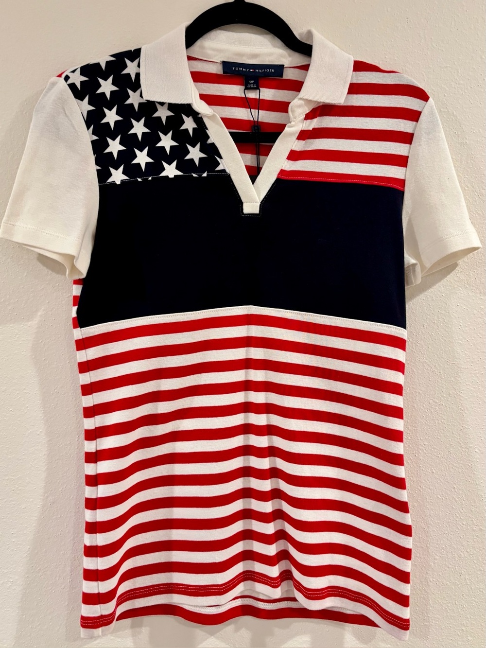 ***NWT*** Tommy Hilfiger Women’s Red, White & Blue Flag Polo Top